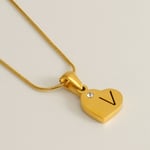 Gold color / 1 Piece Simple Series Simple Letter V Stainless Steel  Gold Color Rhinestone Unisex Pendant Necklaces Picture22